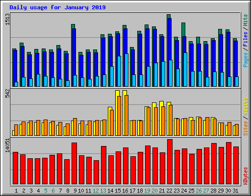 Daily usage for January 2019