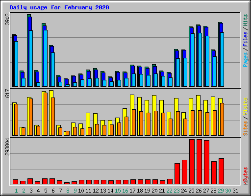 Daily usage for February 2020
