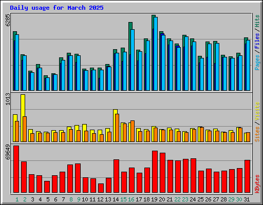 Daily usage for March 2025