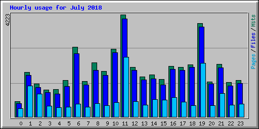 Hourly usage for July 2018