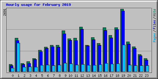 Hourly usage for February 2019